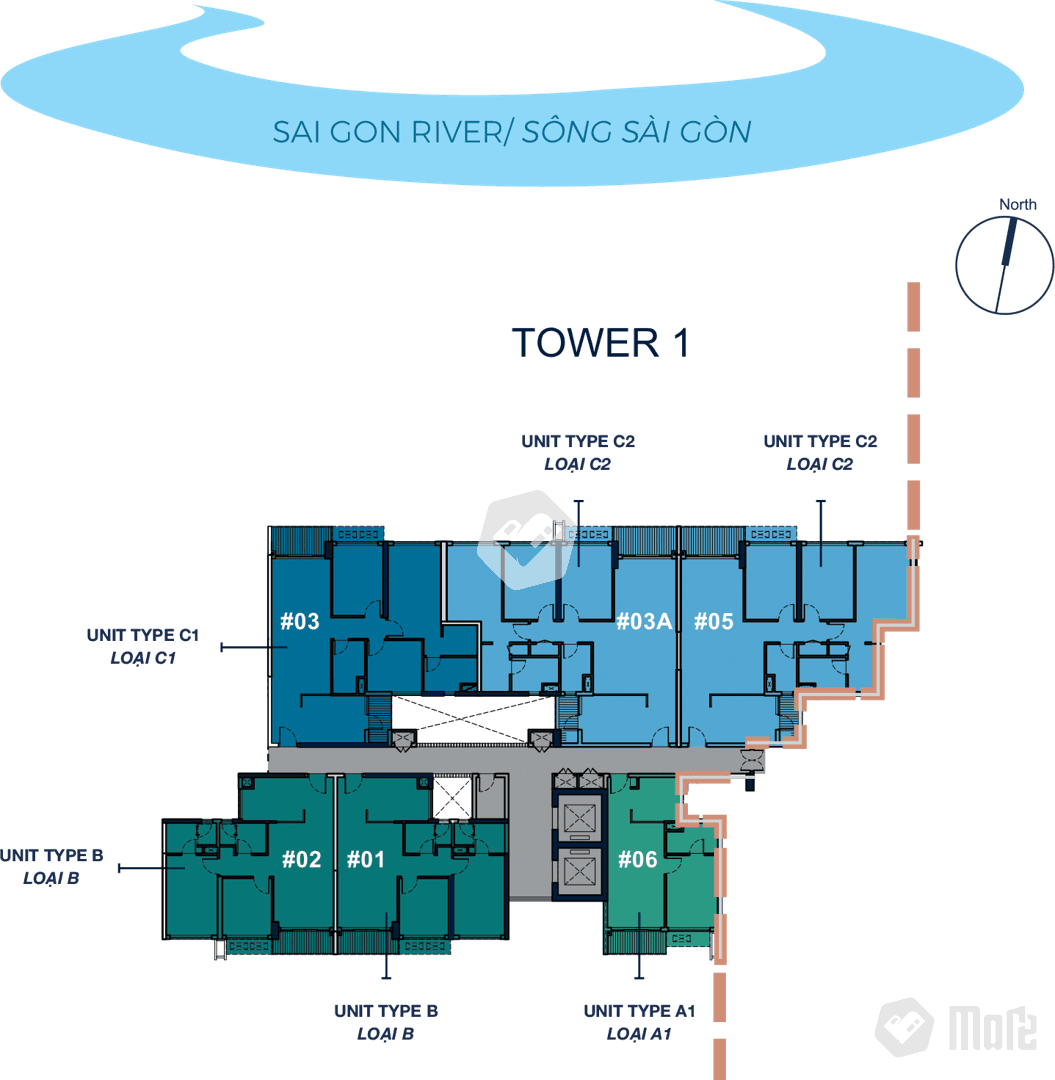 Mặt bằng Block T1 - Hình 1