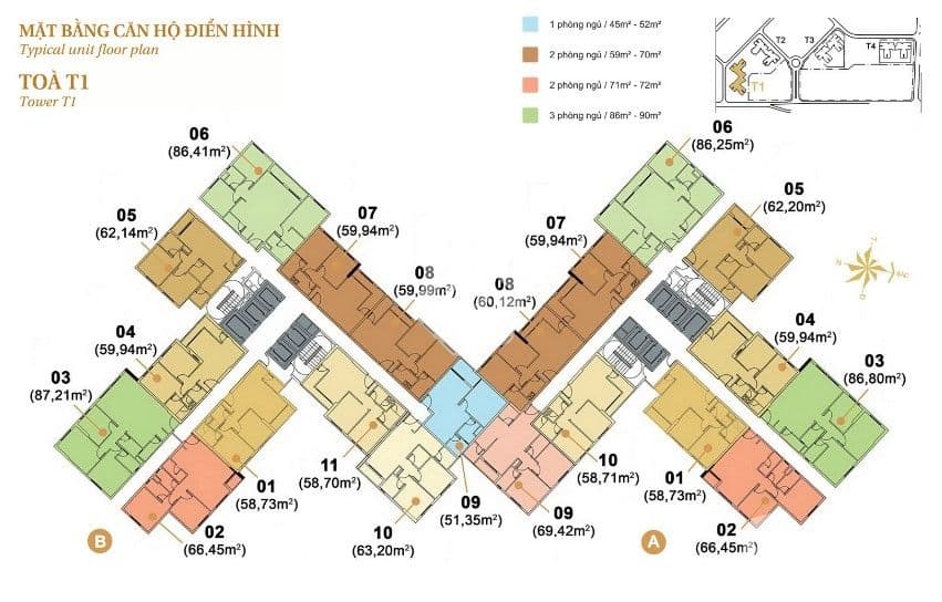 Mặt bằng Block T1A - Hình 1