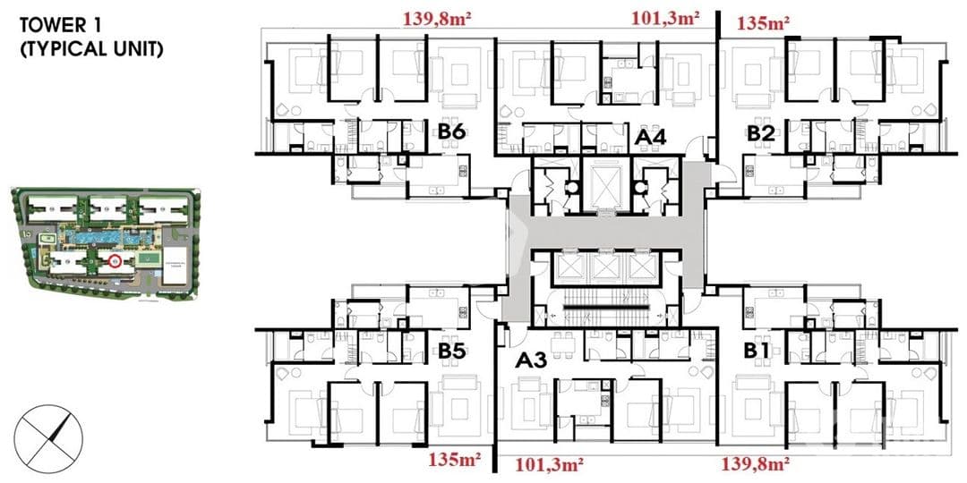 Mặt bằng Block T1 - Hình 1