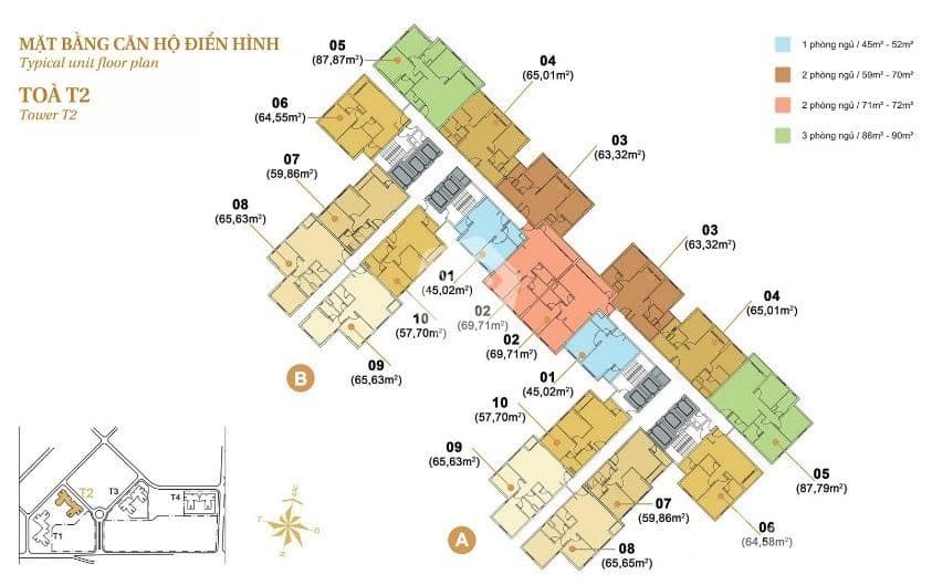Mặt bằng Block T2A - Hình 1
