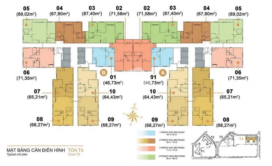Mặt bằng Block T4B - Hình 1
